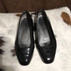 Size 6 Black Patton Leather Flats-Charles Jourdan